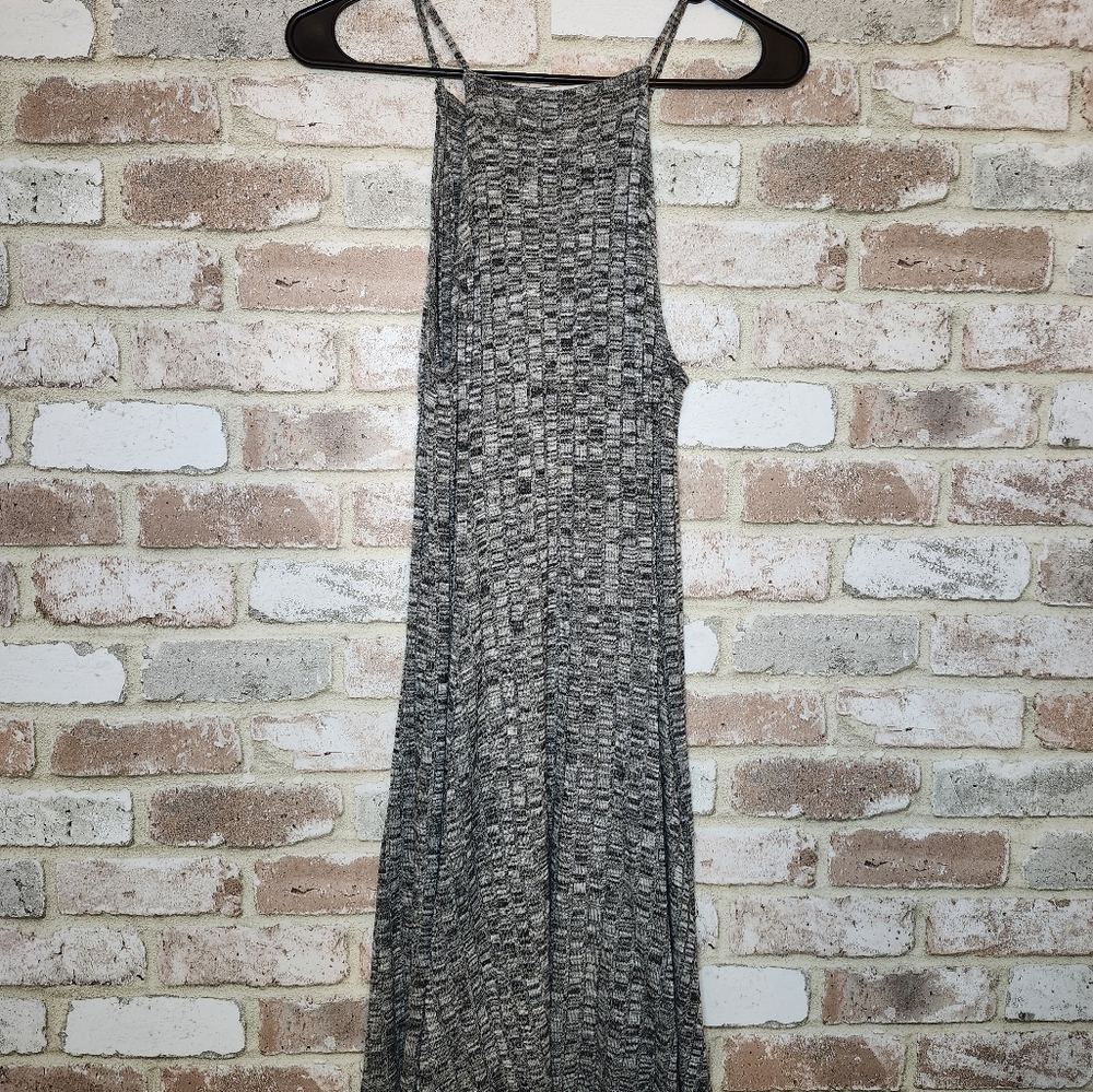 Derek Heart Dark Gray/Black Stretch Ribbed Knit Sleeveless Skater Dress Size M